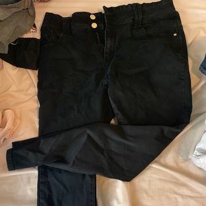 Chic denim high waisted black skinny jeans